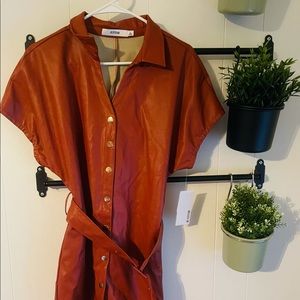 Faux leather dress with belt